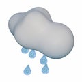 A 3D illustration of a soft white cloud with bright blue raindrops falling below Royalty Free Stock Photo