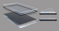 3d illustration of a solar battery, silicon wafer, solar cell, electron current, systems, plus, minus
