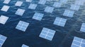 3D illustration solar panels in the sea or ocean. Alternative energy. Concept of renewable energy. Ecological, clean Royalty Free Stock Photo