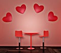 3D Illustration some love, table and chairs for background and mock up object Royalty Free Stock Photo