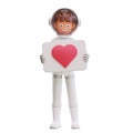 3d illustration spaceman astronaut holding love