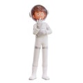 3d illustration spaceman astronaut thinking about something