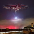 3D Illustration of a spaceship over Washington DC