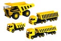 3d illustration of special equipment. Various dump trucks