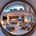 3d illustration spherical 360 degrees, a seamless panorama of home interior.3d illustration spherical 360 degrees, a seamless pano Royalty Free Stock Photo