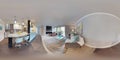 3d illustration spherical 360 degrees, a seamless panorama of living room.