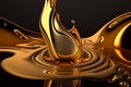 3D illustration of a splash of molten gold metal close up, AI-generated image Royalty Free Stock Photo