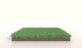 3D Illustration of square green grass, soil ground, turf. Grass square. Realistic 3D rendering .