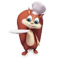 Squirrel is in a chef dress with dish