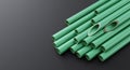 3d Illustration Stack Of Azure Polypropylene Plastic Pipes On Wide Dark Background