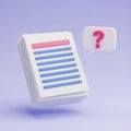 3D Illustration of a Stack of Documents with a Question Mark Speech Bubble paper Royalty Free Stock Photo