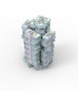 3d illustration. Stack of dollar bills isolated on white.