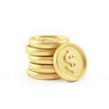 3d illustration of stack dollar coins