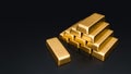 3d illustration of gold bars showing richness and possibility of earnings with stock exchange investment