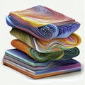 3d illustration of a stack of multicolored sheets of paper generative AI