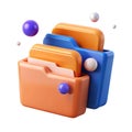 3d illustration of stacked digital folders with floating spheres representing data organization Royalty Free Stock Photo