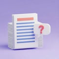 3D Illustration of Stacked Documents with a Question Mark Speech Bubble paper Royalty Free Stock Photo