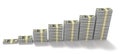 Rising stacks of $100 bills Royalty Free Stock Photo