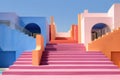 3D illustration of stairs in the style of minimalism on a blue background Generative AI