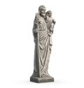 3D illustration of statue of Old Jesus and Baby Jesus on white background.