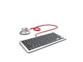 3d Illustration of Stethoscope lying with keyboard. repair concept Royalty Free Stock Photo
