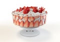 3D illustration Strawberry meringue dessert