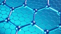 3d Illustration structure of the graphene or carbon surface, abstract nanotechnology hexagonal geometric form close-up Royalty Free Stock Photo