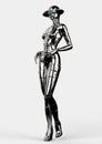 3D illustration. The stylish chromeplated cyborg the woman.