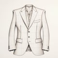Symmetrical Grid: Detailed 3ds Drawing Of Men\'s Suit With Engraved Line-work