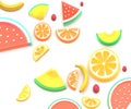Summer fruits 3D isometric illustration