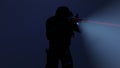 3d illustration of a swat officer in action with the flashlight and laser sight on Royalty Free Stock Photo