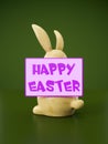 Sweet easter bunny figure with message happy easter