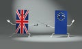 3d illustration. Sword Fight Between UK and European Flags