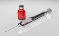 3D illustration of syringe and medicine