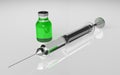 3D illustration of syringe and medicine on white background