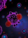 T cells attacking cancer cells Royalty Free Stock Photo