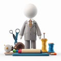 Tailor\'s Mannequin with Sewing Kit: 3D Render of a Fashion Designer Royalty Free Stock Photo