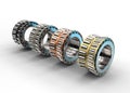 3D illustration of tapered roller bearings Royalty Free Stock Photo