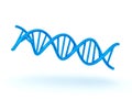 3D illustration of teal shiny double helix DNA symbol