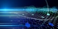 3D illustration  technology background. Artificial intelligence.  Algorithms deep learning. Virtual reality. Data science learning Royalty Free Stock Photo