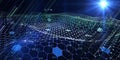3D illustration  technology big data  background. Artificial intelligence.  Algorithms deep learning. Virtual reality. Data Royalty Free Stock Photo