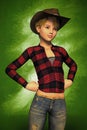 3D Illustration of a Teenage Cowgirl