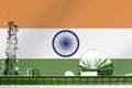 3D illustration Telecommunications in countries with the flag of India