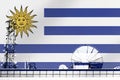 3D illustration Telecommunications in countries with the flag of Uruguay