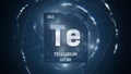 Tellurium as Element 52 of the Periodic Table 3D illustration on blue background Royalty Free Stock Photo