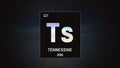 Tennessine as Element 117 of the Periodic Table 3D illustration on grey background Royalty Free Stock Photo