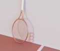 3D Illustration. Tennis Racket and balls