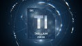 Thallium as Element 81 of the Periodic Table 3D illustration on blue background Royalty Free Stock Photo