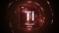 Thallium as Element 81 of the Periodic Table 3D illustration on red background Royalty Free Stock Photo