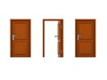 3D illustration of three doors with one being open